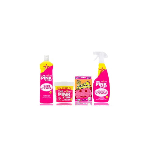 The Pink Stuff - Il mio primo pacchetto - 1x pasta da 850 g, detergente in crema, detergente multiuso, scrub mommy